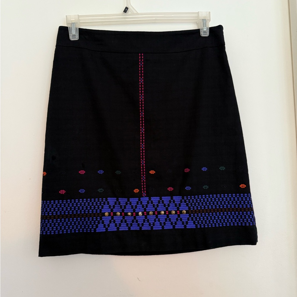 DKNY Black and Blue A-Line Knee-Length Skirt